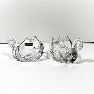 Pair of Shannon Crystal swan votive candle holders